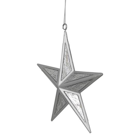 5.75" Silver Crackle Mirror Star Ornament
